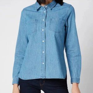 Barbour Women's Tynemouth Button Down Denim Shirt FLAWED Size 6